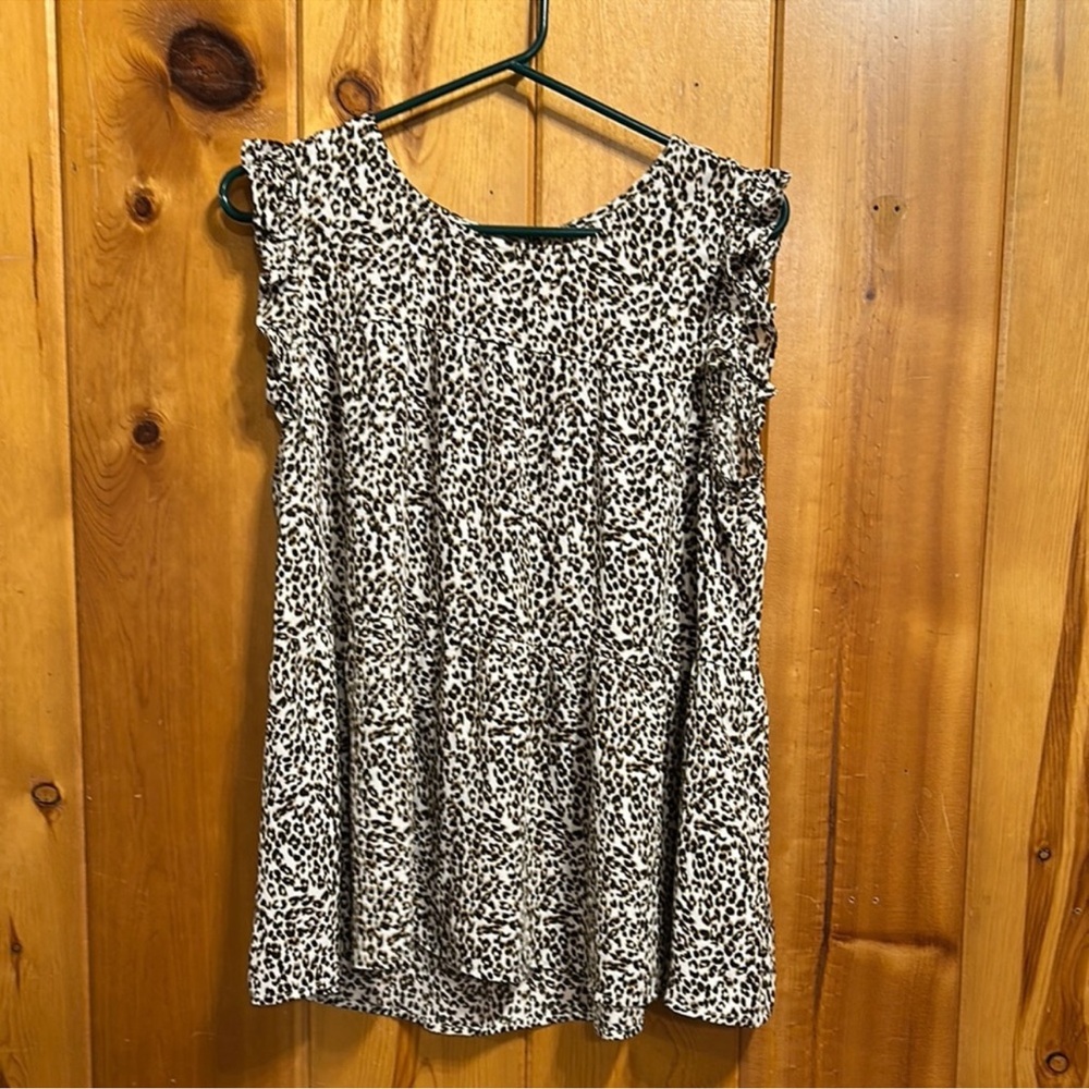 Maurices Leopard Print Ruffled Sleeveless Blouse